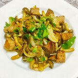 豚ロースのサイコロ肉と野菜の炒め物
